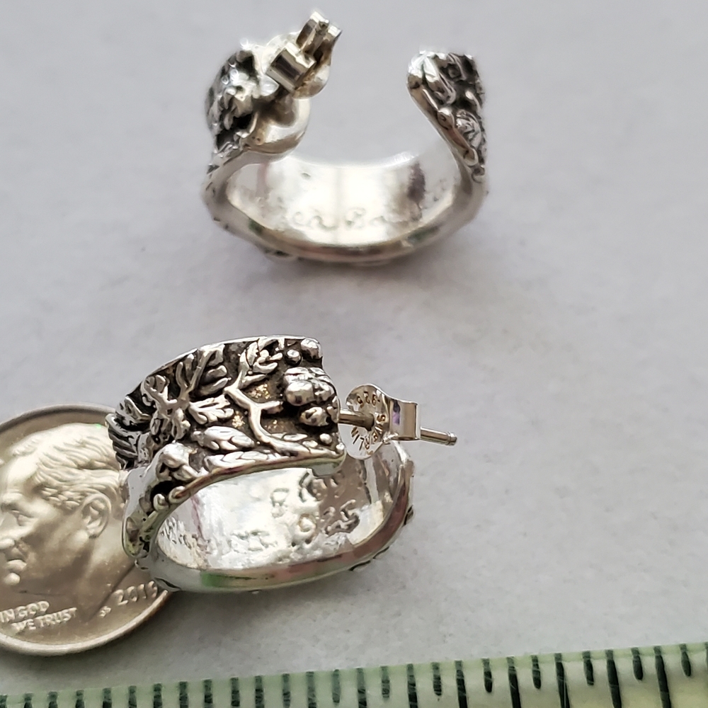 Andrea Barnett Signed & Numbered Sterling Silver C Hoop Post Earrings RARE - Picture 16 of 16